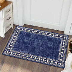 GARVEE Kitchen Rug 2x3 Indoor Outdoor Mat Washable Border Area Rugs for Bathroom Entryway Abstract Entrance Rug Modern Geometric Rug Minimalist Accent Area Rugs Frmhouse Floor Carpet Blue