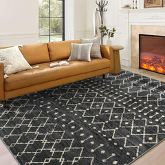 COZYLOOM Indoor Moroccan Area Rug 4x6 Vintage Trellis Area Rug for Living Room Bedroom Modern Geometric Area Rug Non Slip Non-Shedding Floor Carpet for Home Office Floor Cover Throw Carpet Home Decor