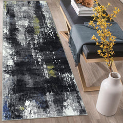 GARVEE 2x8 Modern Runner Rug Ink Print Entryway Rug Contemporary Abstract Indoor Area Rug Soft Hallway Runners Kitchen Mat Non Slip Living Room Bedroom Dining Rug Vintage Distressed Floor Cover