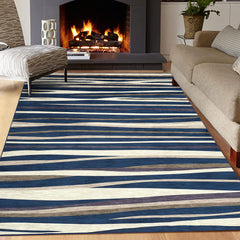 GARVEE 8x10 Living Room Area Rug Contemporary Area Rugs Modern Abstract Rug Throw Floor Carpet Machine Washable Area Rug for Bedroom Kitchen Nursery, 8' x 10' Blue/Beige