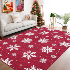 GARVEE Christmas Rug Washable Area Rugs 4x6 Rug for Living Room Non Slip Entryway Rug Soft Non Shedding Throw Rugs Stain Resistant Room Decor Carpet for Dining Room Snow|Red 4'x6'