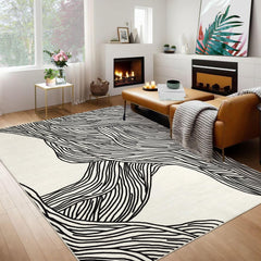 GARVEE Area Rugs 8x10 Washable Rugs Modern Area Rug for Bedroom Living Room Rug Abstract Line Rug Non Slip Carpet Throw Rugs Large Area Rug Stain Resistant Office Rug Classroom Rug 8'x10' Beige