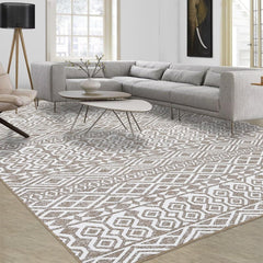 GARVEE Washable Area Rug 4x6 Moroccan Bedroom Rug Soft Indoor Modern Rug for Living Room Non Slip Non Shedding Geometric Carpet Distressed Accent Throw Rugs for Kitchen Nursery, Light Brown