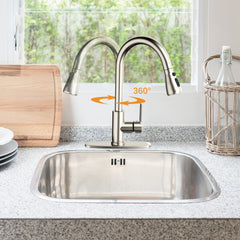 Garvee Kitchen Faucet, Modern Kitchen Sink Faucet with Pull-Down Sprayer, Single Handle Stainless Steel Sink Faucet for Kitchen Sink Brushed Nickel