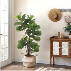 GARVEE Faux Fiddle Leaf Fig Tree, 4 Ft Artificial Ficus Lyrata Plant with 72 Fiddle Leaves, Fake Floor Plant in Pot for Indoor Outdoor Living Room House Office Bedroom Decor