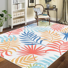 GARVEE 5x7 Rug Washable Rugs Modern Throw Rugs Boho Rug for Living Room Non Slip Rugs Botanical Area Rug for Bedroom Office Rug Neutral Nursery Rug Palm Leaves Rug Farmhouse Floor Cover Multi Color