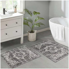 GARVEE Washable Area Rug 3x5 Non-Slip Indoor Rug for Kitchen Entryway Low-Pile Front Door Mat for Bedroom Entry Foyer Laundry Room, Grey