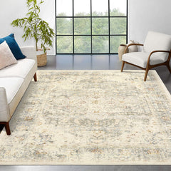 GARVEE Vintage Area Rug 10x13 Rug Clearance Living Room Rug 10x13, Washable Rugs Distressed Large Area Rug Non Slip Stain Resistant Dining Room Mat, Soft Boho Floral Rug Bedroom Accent Floor Carpet