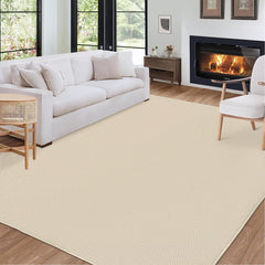 GARVEE Washable Area Rug 5x7 Modern Solid Textured Area Rug for Living Room, Contemporary Weaving Accent Rug Non-Slip Stain Resistant Farmhouse Floor Cover Carpet for Bedroom Decor, Beige