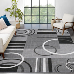 GARVEE Rugs for Living Room 9x12 Washable Soft Rug Modern Geometric Rugs Non Slip Accent Rug Low Pile Thin Rug Stain Resistant Accent Throw Rug for Bedroom, Grey