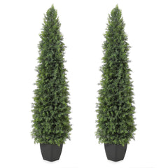 GARVEE 5FT Artificial Topiary Trees Uv Resistant Bushes Potted Plants Artificial Cedar Tree Artificial Shrubs Tree for Indoor Outdoor