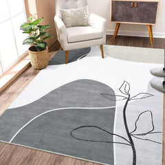 GARVEE Boho Art Area Rug 3x5 Machine Washable Rug Modern Abstract Bedroom Rug Soft Velvet Carpet Non Slip Entryway Rug Low Pile Lightweight Indoor Rug for Bedside Office, Grey