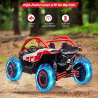 GARVEE 2-Seater Can-Am Ride-On UTV: 4WD, Remote Control, 2x24V Batteries, 4x200W Motors, 23" Seat, EVA Tires, Spring Suspension, for Kids - Red