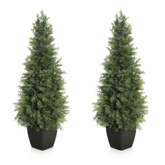 GARVEE 3FT Artificial Topiary Trees Uv Resistant Bushes Potted Plants Artificial Cedar Tree Artificial Shrubs Tree for Indoor Outdoor