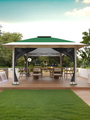 12x12FT Pop Up Gazebo Canopy with Netting for Garden, Deck