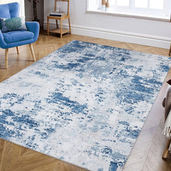 GARVEE Modern Area Rug 6x9 Abstract Area Rug Grey Chenille Indoor Carpet Contemporary Distressed Floor Cover for Living Room Bedroom Non-Slip Low Pile Soft Floor Mat Washable Foldable Thin Rug