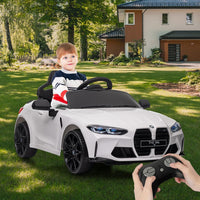 GARVEE Licensed by BMW M4 12V Ride On Toy Car for Kids with Remote Control,Battery Powered Electric Vehicle Toy，3 Speed, with LED Light, MP3 for Boys and Girls-White