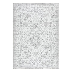 GARVEE 5x7 Rug for Living Room Washable Rugs Boho Rug for Bedroom Vintage Rug Non Slip Carpet Floral Throw Rugs Stain Resistant Office Rug Classroom Rug 5'x7' Light Grey