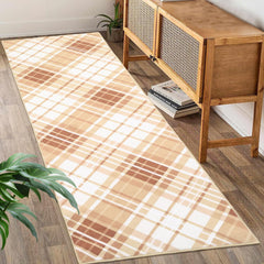 GARVEE Runner Rug 2x6 Modern Plaid Area Rug Washable Rug Indoor Soft Entryway Runners Non Slip Kitchen Laundry Runner Rug Plaid Printed Accent Rug for Living Room Bedroom Fireplace Coffee