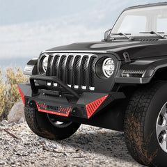 KYBOLT Front Bumper Compatible with 2007-2018 Jeep Wrangler JK & Unlimited JKU (2/4 Doors), Rock Crawler Off Road Full Width Bumper w/Winch Plate & Paintable Armor