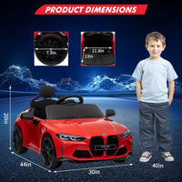 GARVEE 12V Electric Ride On Car for 37-83 Months, w/RC,Licensed by BMW M4,Power Wheels for Boys Girls, with Suspension System,3 Speeds, Bluetooth, MP3, Double Door, LED Light - Red