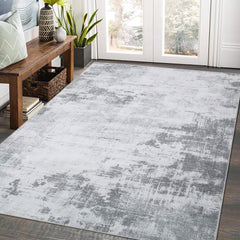 GARVEE Machine Washable Area Rug 5x7 Modern Abstract Area Rug for Living Room Bedroom Contemporary Non-Slip Stain Resistant Accent Rug Carpet for Dining Room Office Floor Decoration, Grey