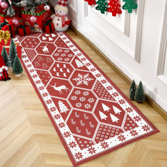 GARVEE Christmas Rug Runner Rug 2x6 Washable Rug Non Slip Kitchen Rugs Bedroom Decor Soft Throw Rugs Stain Resistant Carpet for Bedroom Laundry Hallway Runner Geometric|Red 2'x6'