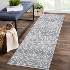 GARVEE Grey Runner Rug 2x6 | Machine Washable | Non-Slip | Premium Polyester | Low Pile | Entryway, Kitchen, Living Room