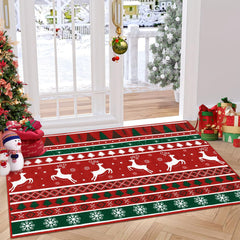 GARVEE Christmas Area Rug 2x3 Small Rug Washable Entryway Rug Xmas Snowflake Holiday Decor Doormat Kitchen Decorative Non Slip Soft Low Pile Small Carpet Indoor Throw Rug Bedroom Entrance Bathroom