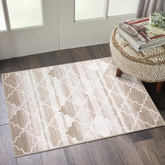 GARVEE Entryway Area Rug Modern Moroccan Small Rug Contemporary Geometric Accent Rug Indoor Door Mat Non Slip Floor Cover Carpet for Kitchen Living Room Bedroom Dining Room, 2' x 3', Taupe