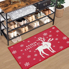 GARVEE Christmas Welcome Doormat Red Deer Holiday Door Mat 17x29 Inch Winter Christmas Deer Indoor Welcome Mat Floor Door Mat Red Christmas Rug Entryway Front Porch Farmhouse Decor 17’’x29’’