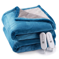 GARVEE Electric Heated Blanket Throw, Super Cozy Soft Flannel Heated Throw with 4 Fast Heating Levels & 4 Hours Auto Off, Machine Washable, ETL Certification, Home Office Use (Throw, Teal)