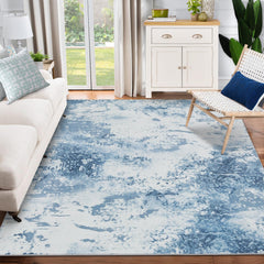 GARVEE Washable Soft Area Rug, 5x7 Modern Abstract Design Rugs, Stain Resistant Foldable Carpet Non-Shedding Floor Mat with Non-Slip Backing, for Living Room Bedroom Dining Room Office, Blue