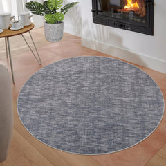 GARVEE Washable 4ft Round Rug Modern Solid Area Rug Indoor Non-Slip Throw Carpet Contemporary Area Rug for Bedroom Living Room Nursery, 3' x 3' Round Grey