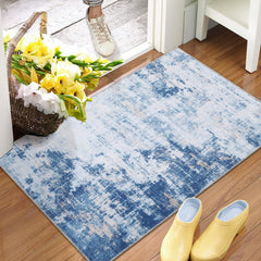 GARVEE 2x3 Rug Entry Rug Washable Rugs Modern Area Rug Abstract Rug Non Slip Small Rugs Door Mat Throw Rugs Accent Rug Carpet for Bedroom Stain Resistant Entryway Rugs Indoor Rug 2'x3' Blue Multi