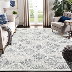 GARVEE 5x7ft Area Rugs - Non-Slip, Machine Washable, Soft Cotton, Snowflake Print, Gray Carpet for Living Room, Bedroom, Dorm, Nursery