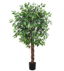 GARVEE Artificial Ficus Tree 5ft - Realistic Silk Tree with Natural Wood Trunk, 756 Lifelike Leaves, Adjustable Branches, Indoor/Outdoor Decor