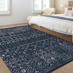 GARVEE 8x10 Moroccan Blythe Area Rug, Large Geometric Boho Non-Shedding Rugs Ultra Soft Easy to Clean Area Rug for Living Room Bedroom Dining Room Kitchen,Black