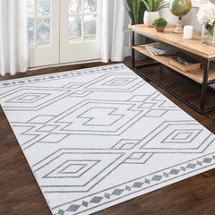 GARVEE Washable Rug 5x7 Modern Moroccan Living Room Rug Non Slip Accent Distressed Throw Rugs Farmhouse Non Shedding Carpet for Living Room Dining Room, Grey