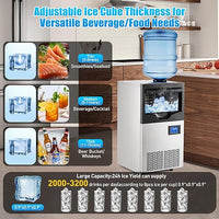 GARVEE  140Lbs/24H, Ice Maker, 300W, 22Lbs Bin, 2 Inlet Modes, Stainless Steel, Under Counter/Freestanding, Ideal for  Home/Shop/Office/Bar