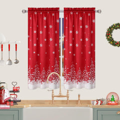 GARVEE Christmas Velvet Kitchen Curtain Christmas Decoration Cafe Curtain 45 Inch Tier Curtains Window Treatment Rod Pocket for Home Decor 2 Panels for Bathroom, Living Room Christmas Decoration