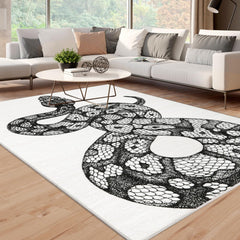 GARVEE Modern Black & White Snake Pattern Area Rug 8x10 - Washable, Durable Polyester for Living Room, Bedroom, Office