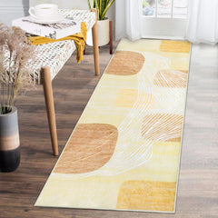 GARVEE Modern Washable Rugs 2x6 Runner Rug Abstract Geometric Area Rugs for Bedroom Decor Entryway Rug Soft Throw Rugs with Rubber Backing Artistic Carpet Kitchen Rugs Beige 2'x6'