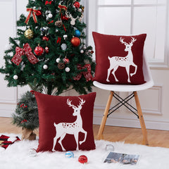 GARVEE Christmas Decorations Christmas Pillow Covers 18x18 Inch Set of 2 Winter Holiday Farmhouse Pillow Covers for Couch Deer Xmas Pillow Case Throw Cushion Case for Sofa Home Decor, Red