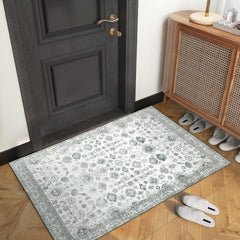 GARVEE Area Rug 2x3 Grey Distressed Doormat Area Rug Traditional Area Rug for Entayway Kitchen Floor Cover Foldable Thin Rug Distressed Indoor Mat, Grey, 2x3 Feet