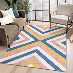 GARVEE Area Rug 9x12 Modern Rugs for Living Room Non Slip Large Rugs for Bedroom Machine Washable Geometric Area Rug Vintage Carpet for Office, Dining Room, Indoor,pink