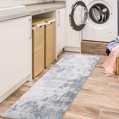 GARVEE Washable Runner Rug 2x6 Runner Modern Rug Non Slip Kitchen Rug Abstract Low Pile Entryway Rug Soft Bathroom Rugs Stain Resistant Carpet for Bedroom Hallway Laundry 2'x6' Grey/Taupe