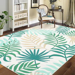 GARVEE 9x12 Rug Washable Throw Rugs Non Slip Modern Rugs Boho Office Rug Tropics Palm Leaves Rug for Living Room Neutral Nursery Rug Botanical Area Rug for Bedroom Farmhouse Floor Cover Green