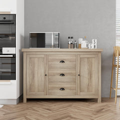 GARVEE Oak Buffet Sideboard with 3 Drawers, 2 Doors for Kitchen Storage