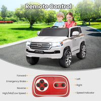 GARVEE 12V Toyota Land Cruiser Kids' Car: Remote, LED, 3 Speeds, Dual 45W Motors, USB Music, Seat Belt, CPC & ASTM Approved - White